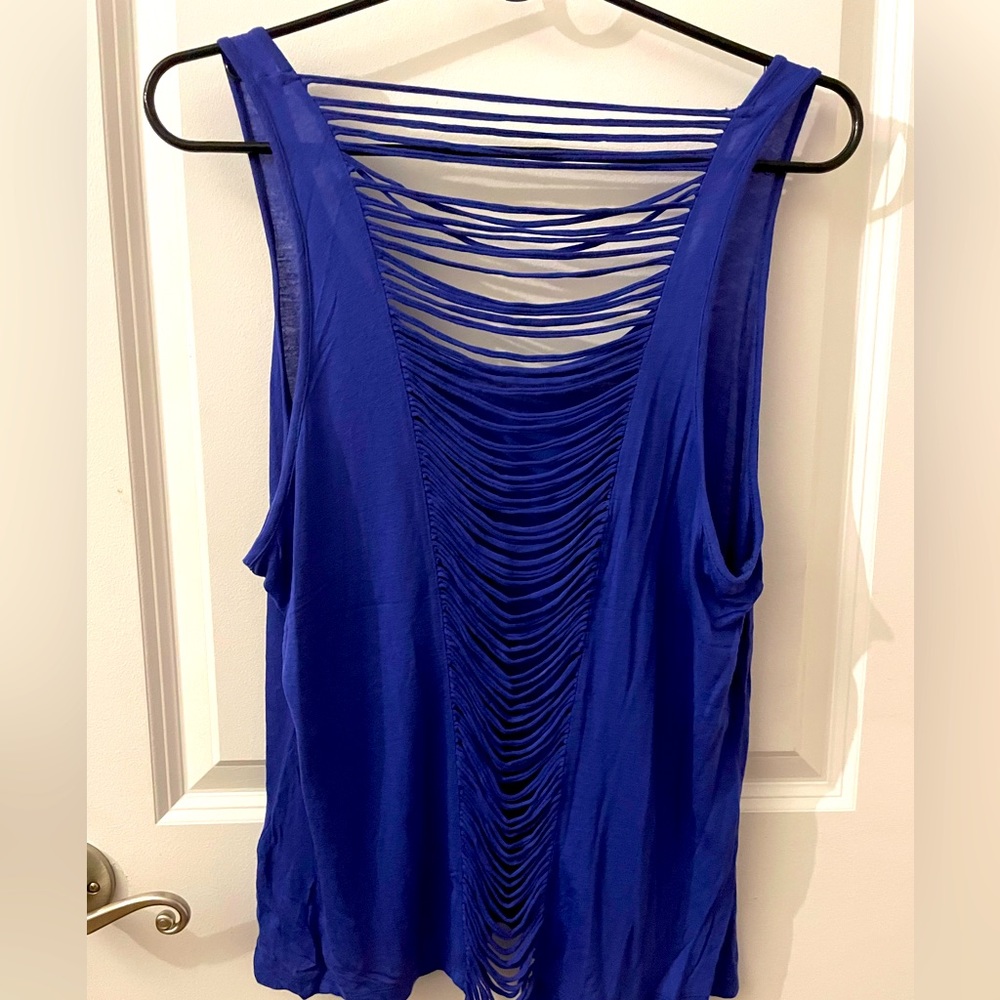 Fun night out with Charlotte Russe tank top, size Large, Royal blue color.